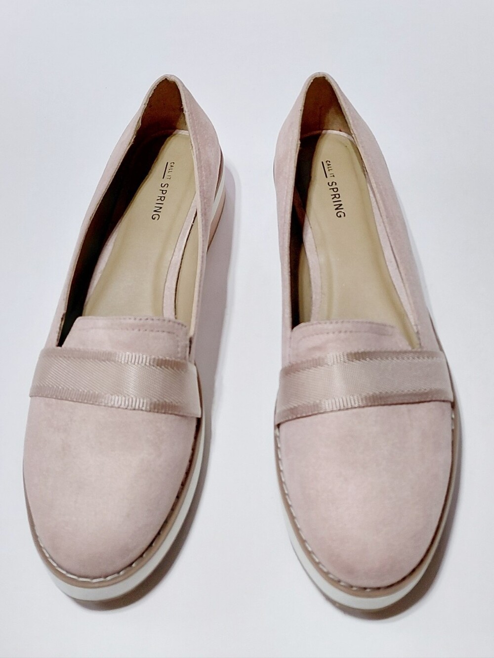 CALL IT SPRING Women's Blush Pink Suede Loafers Size 10